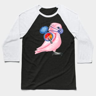 Moluccan Cockatoo Wearing Face Mask Baseball T-Shirt